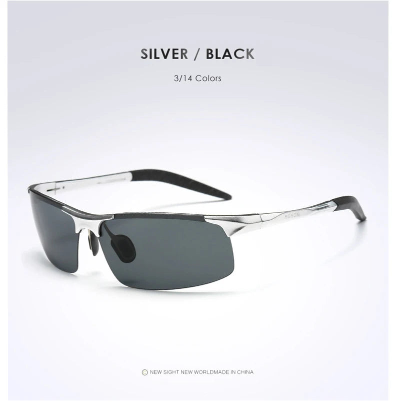 AORON Polarisierte Herren-Sonnenbrille für Autofahrer, Aluminium-Magnesium-Rahmen, Sport-Sonnenbrille, Fahrer-Retro-Brille, UV400, Blendschutz