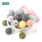 Bopoobo 10 Stück Silikonperlen Baby-Beißring Runde Spiralperlen Lebensmittelqualität 15mm DIY Gewindebohrung BPA-freie Perlen Baby-Beißringe