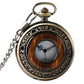 Vintage Wood Round Case Pocket Watch Luxury Quartz Analog Half Hunter for Men Women Fob Wooden Watch with Chain Top Gift Ulzzang