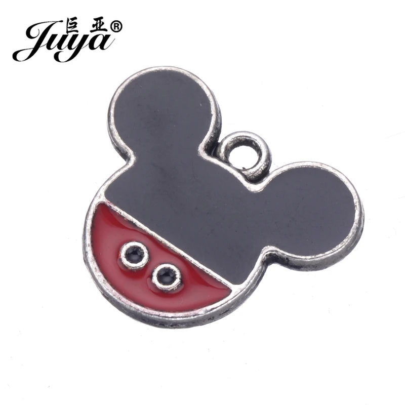 JUYA 15pcs Enamel Mouse Charm Pendants For Jewelry Making Women Kids DIY Necklace Handmade Findings Crafts Accessories