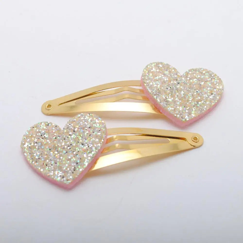 10 Stück/Los Kleine Mädchen-Haarspangen Glitzernde Herzchen Geburtstagsgeschenk Baby Mädchen Haar-Accessoires Kinder Haarspange für Kinder