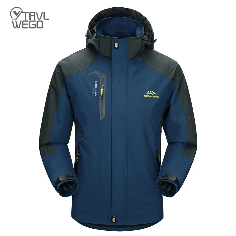 TRVLWEGO Camping Wanderjacke Herren Herbst Outdoor Sportmäntel Klettern Trekking Windbreaker Reise Wasserdichte Jacken Schwarz