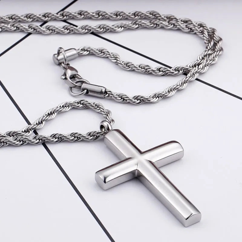 Kalen Mode Kreuz Halsketten Für Männer Hochglanzpoliert 50cm Edelstahl Kreuz Schmuck Halskette Männlich Günstiger Schmuck