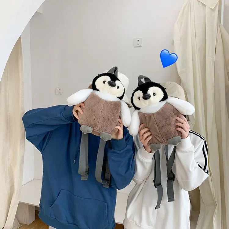 Niedlicher Pinguin-Plüschrucksack für Mädchen, Khaki Pinguin-Plüsch-Umhängetasche, bestes Geburtstagsgeschenk für Mädchen, weiche kleine Tasche