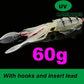 SUNMILE Angel-Gummiköder Tintenfisch 20g/60g/80g/100g/120g/150g Leuchtend/UV-Tintenfisch-Jig Angelköder für Meeresangeln Wobbler Köder