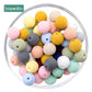 Bopoobo 10 Stück Silikonperlen Baby-Beißring Runde Spiralperlen Lebensmittelqualität 15mm DIY Gewindebohrung BPA-freie Perlen Baby-Beißringe