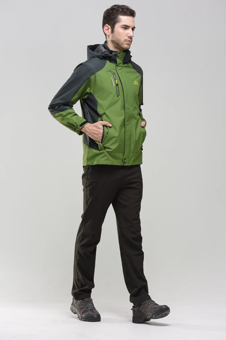 TRVLWEGO Camping Wanderjacke Herren Herbst Outdoor Sportmäntel Klettern Trekking Windbreaker Reise Wasserdichte Jacken Schwarz