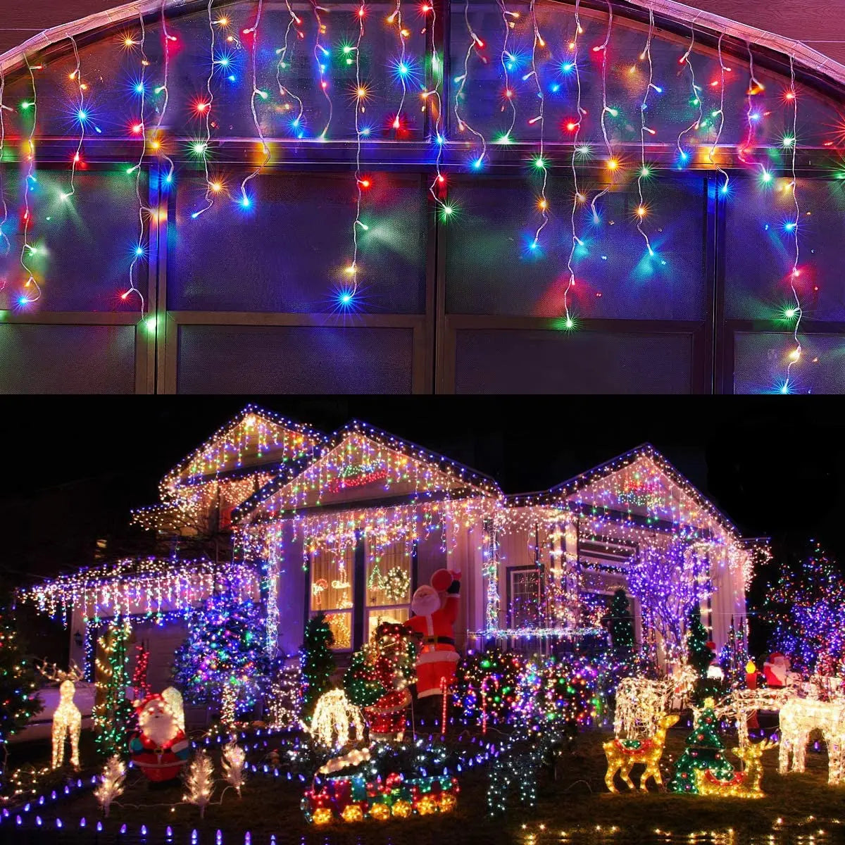 Christmas Decorations For Home Outdoor LED Curtain Icicle String Light Street Garland On The House Winter 220V 5m Droop 0.6-0.8m