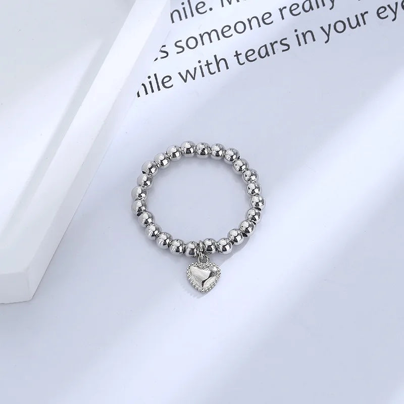 Handgewebter Liebesperlenring Mode Damen Herren Runder Kugelperlen verstellbarer Retro-Ring Schmuck