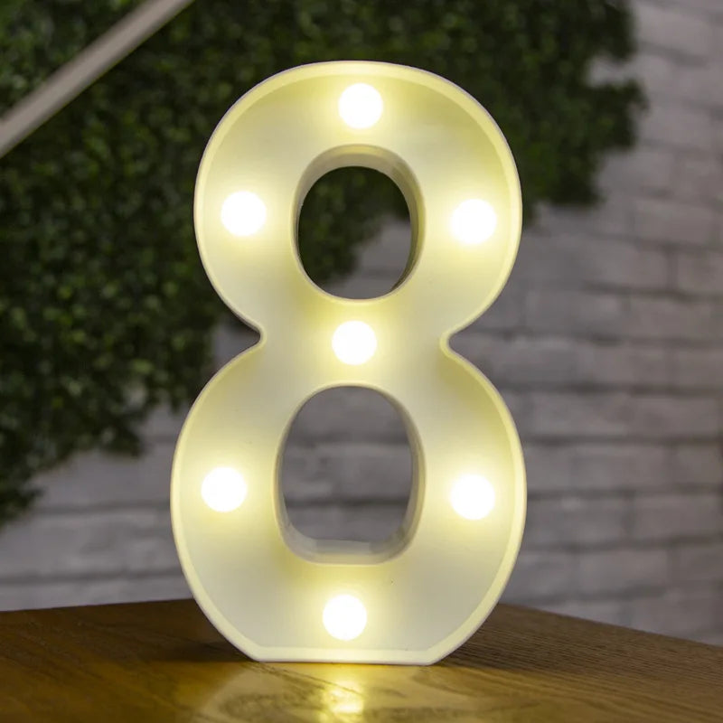 Letter Alphabet LED Lights Luminous Number Lamp Decor Battery Night Light for Home Wedding Birthday Christmas Party Decoration