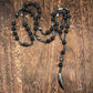 Tiger Eye Stone Bead & Hematite Cross Pendant Necklace for Men Women Catholic Christ Rosary Cross Pendant