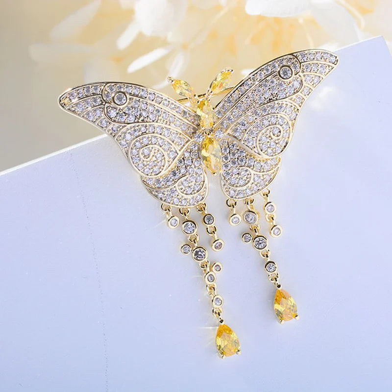 Süße Schmetterlingsdame Brosche Weihnachtsgeschenk Schmuck Luxus Zirkon Brosche Damen Mode Insekten Anhänger Brosche