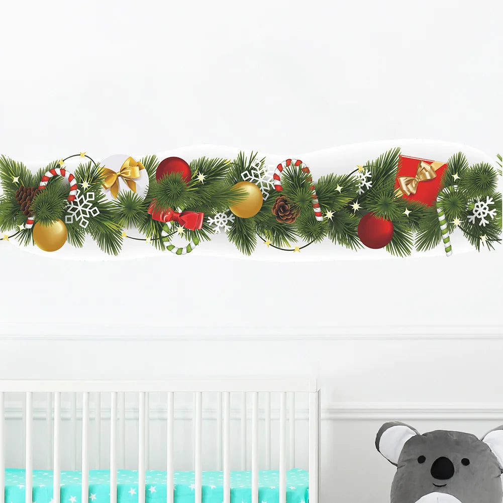 Weihnachten Kiefernzweig Taille Linie Wandaufkleber Wohnzimmer Fußleisten Dekoration Neujahr Tapete Home Decor Fußleisten Aufkleber