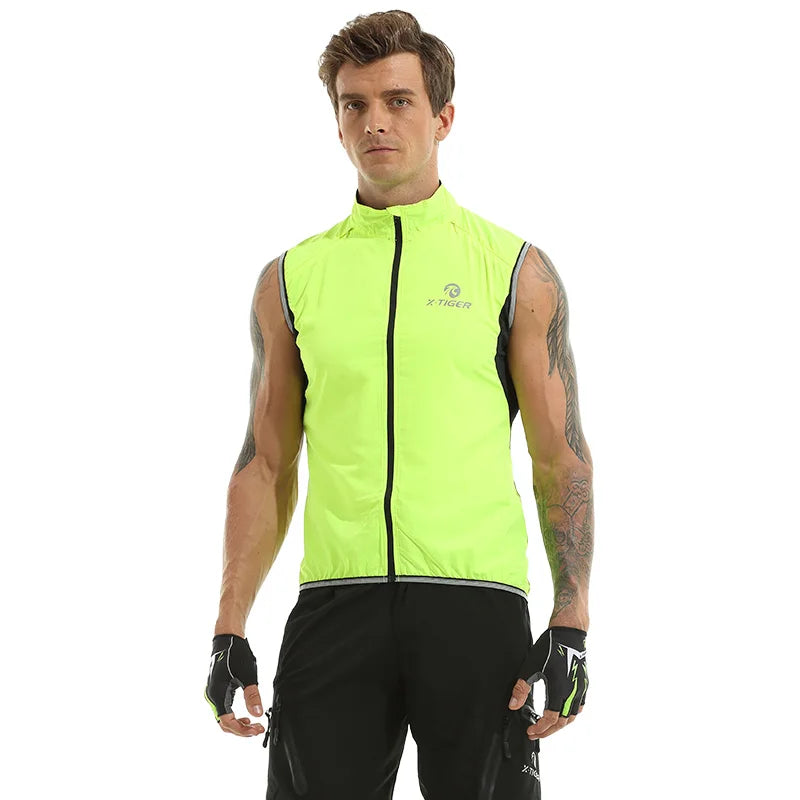 X-TIGER Cycling Jacket Windproof MTB Bike Jacket Vest Outdoor Cycling Windbreaker Sleeveless Rainproof Reflective Bike Clothing