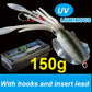 SUNMILE Angel-Gummiköder Tintenfisch 20g/60g/80g/100g/120g/150g Leuchtend/UV-Tintenfisch-Jig Angelköder für Meeresangeln Wobbler Köder