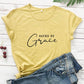 Saved By Grace 100% Baumwolle T-Shirt Damen Religiöses Christliches Bibel Top T-Shirt Lässig Jesus Religion Glaube T-Shirt Camiseta