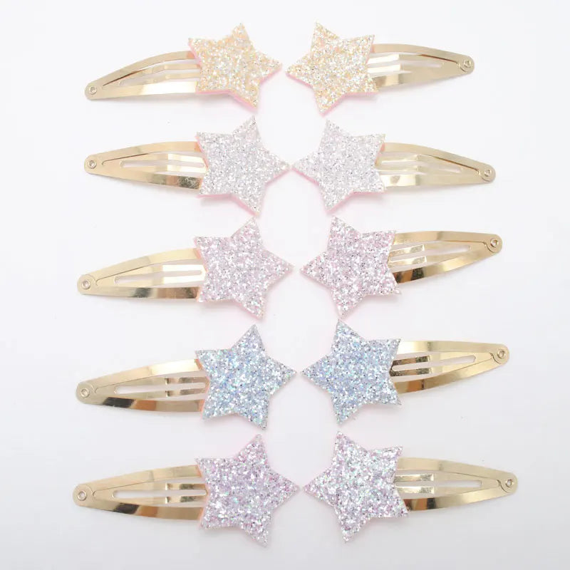 10 Stück/Los Kleine Mädchen-Haarspangen Glitzernde Herzchen Geburtstagsgeschenk Baby Mädchen Haar-Accessoires Kinder Haarspange für Kinder