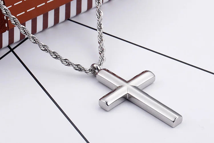 Kalen Mode Kreuz Halsketten Für Männer Hochglanzpoliert 50cm Edelstahl Kreuz Schmuck Halskette Männlich Günstiger Schmuck