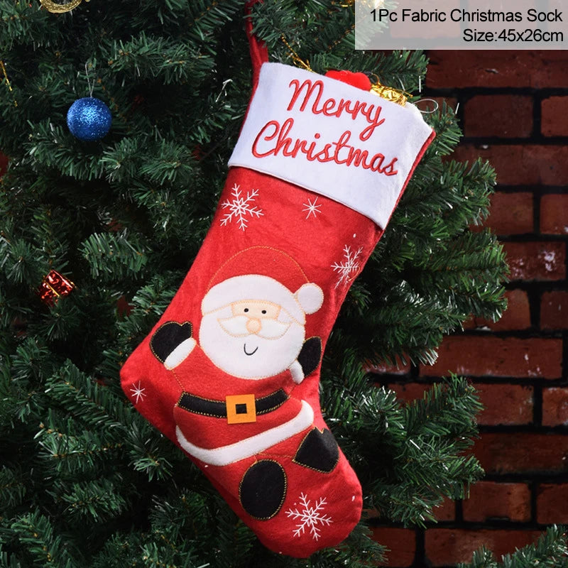 Gestrickte Weihnachtssocke Sockenbeutel Neujahrsgeschenk Bonbontüten Weihnachtsdekorationen für Zuhause Christbaumschmuck Natal