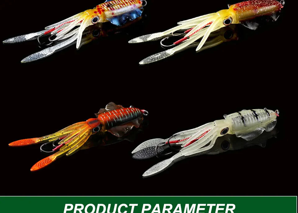 SUNMILE Angel-Gummiköder Tintenfisch 20g/60g/80g/100g/120g/150g Leuchtend/UV-Tintenfisch-Jig Angelköder für Meeresangeln Wobbler Köder