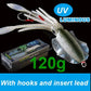 SUNMILE Angel-Gummiköder Tintenfisch 20g/60g/80g/100g/120g/150g Leuchtend/UV-Tintenfisch-Jig Angelköder für Meeresangeln Wobbler Köder
