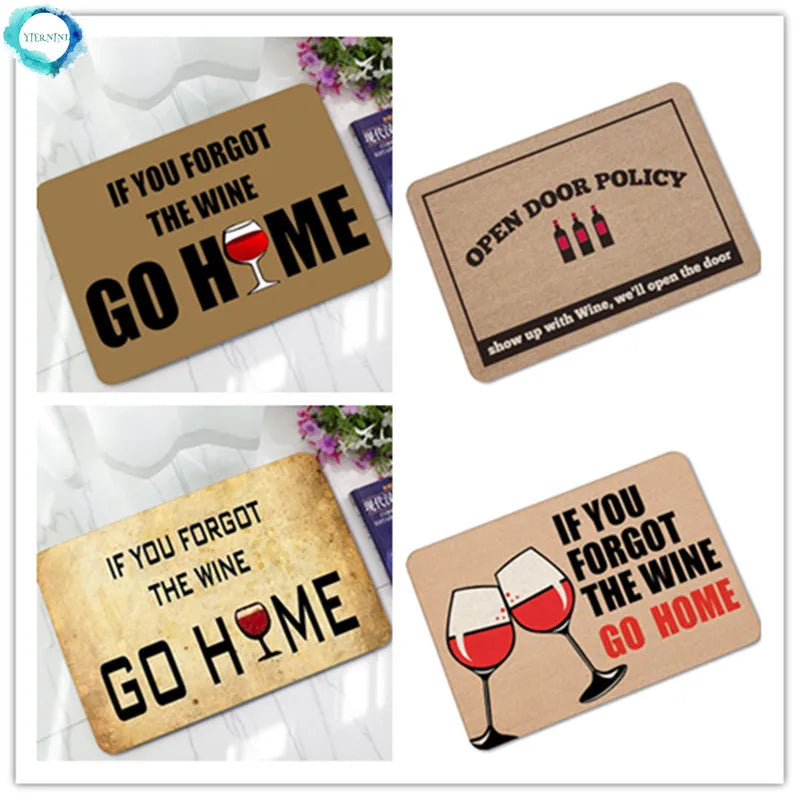 Humorous Funny Doormat Saying Quotes If You Forgot The Wine Go Home Floor Mats Non-slip Kitchen Rugs Bathroom Christmas Gift