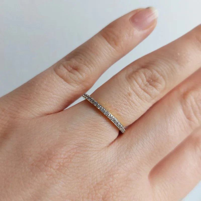 Delicate Thin Microscope Finger Dainty Rings For Women Female Promise Engagement Women's Ring Silver Color Zircon Jewelry R638