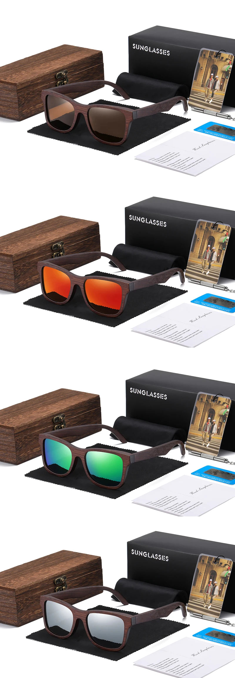 GM Natur Bambus Holz Sonnenbrille Handgemachte Polarisierte Gläser Spiegelbeschichtung Linsen Brille Mit Geschenkbox