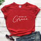 Saved By Grace 100% Baumwolle T-Shirt Damen Religiöses Christliches Bibel Top T-Shirt Lässig Jesus Religion Glaube T-Shirt Camiseta
