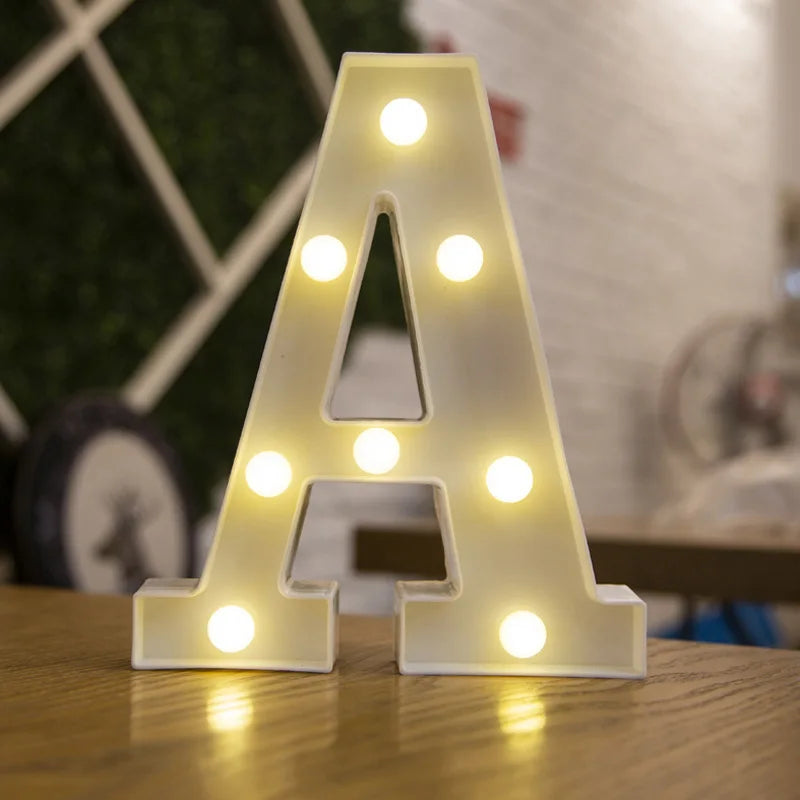 Letter Alphabet LED Lights Luminous Number Lamp Decor Battery Night Light for Home Wedding Birthday Christmas Party Decoration