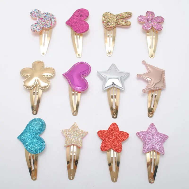 10 Stück/Los Kleine Mädchen-Haarspangen Glitzernde Herzchen Geburtstagsgeschenk Baby Mädchen Haar-Accessoires Kinder Haarspange für Kinder