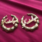 DOREMI Stainless Steel Bamboo Hoop Earrings Customize Name Earrings Bamboo Style Custom Hoop Earring With Statement Words Number