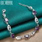 DOTEFFIL 925 Sterling Silber Lila Große AAA Zirkon Armbandkette für Damen Schmuck Verlobung Party Weihnachtsgeschenk