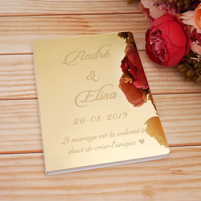 Custom Acrylic Mirror White Blank Guestbook Wedding Signature Guest Book Personalized Baptism Event & Party Decor Favors Gifts