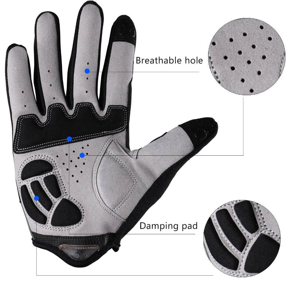 ROCKBROS Fahrradhandschuhe Schwammpolster Lange Finger Motorradhandschuhe für Fahrrad Mountainbike Handschuhe Touchscreen MTB Handschuhe