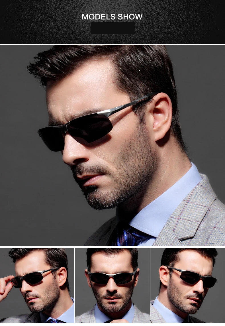 AORON Polarisierte Herren-Sonnenbrille für Autofahrer, Aluminium-Magnesium-Rahmen, Sport-Sonnenbrille, Fahrer-Retro-Brille, UV400, Blendschutz