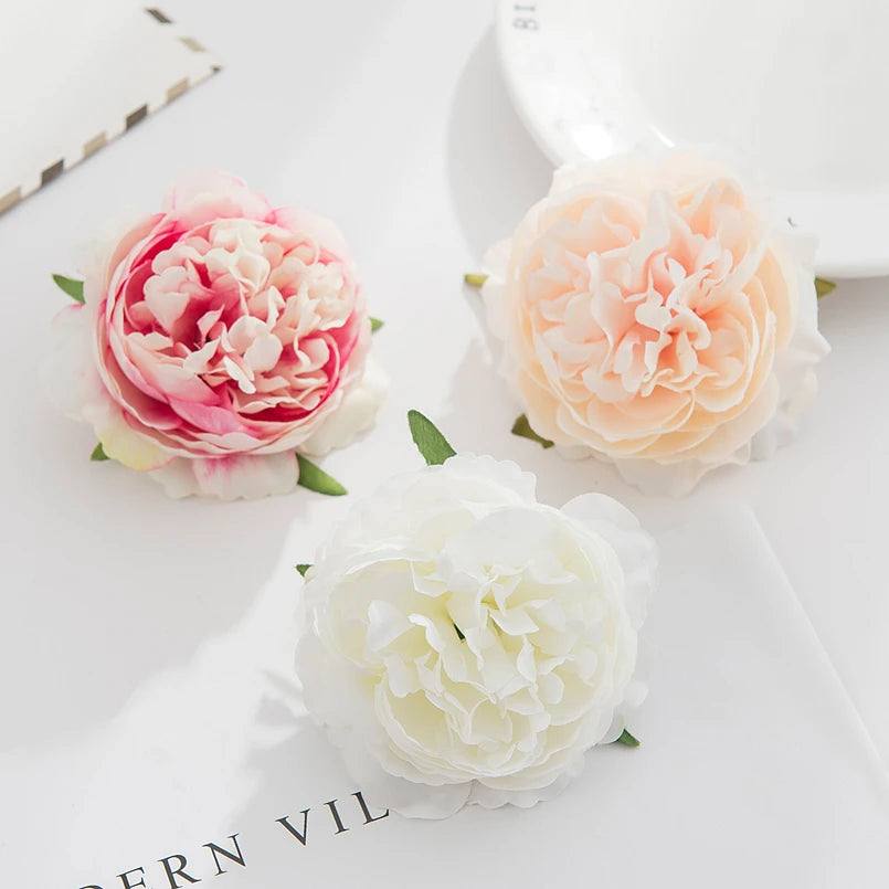 5 Stück Seidenpfingstrosen Kopf Wand Hochzeit Braut Accessoires Ausverkauf Geschenke Party Heim Dekor Weihnachtskranz Künstliche Rosen Blumen