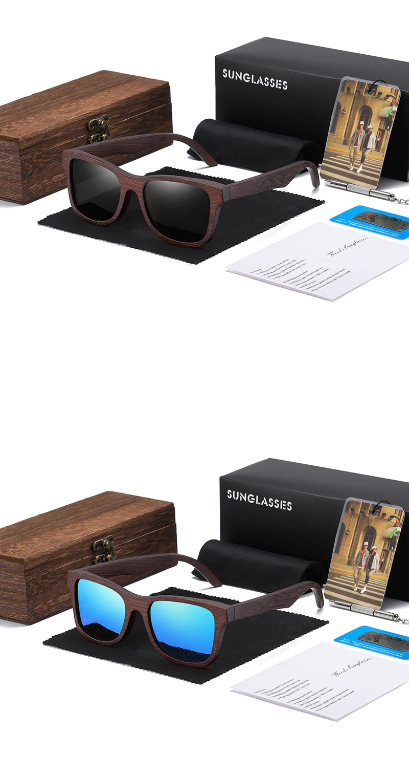 GM Natur Bambus Holz Sonnenbrille Handgemachte Polarisierte Gläser Spiegelbeschichtung Linsen Brille Mit Geschenkbox