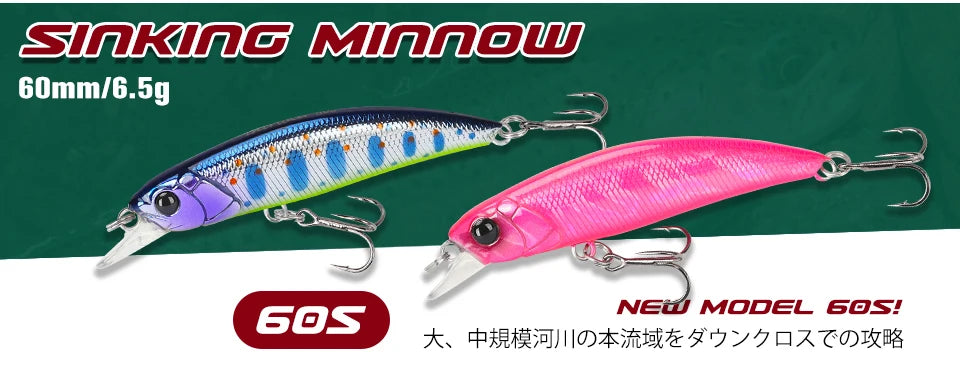 TSURINOYA 80S 12g Sinking Minnow Fishing Lure DW96 8cm Large Trout Pike Rockfish Hard Bait Jerkbait Freshwater Saltwater Wobbler