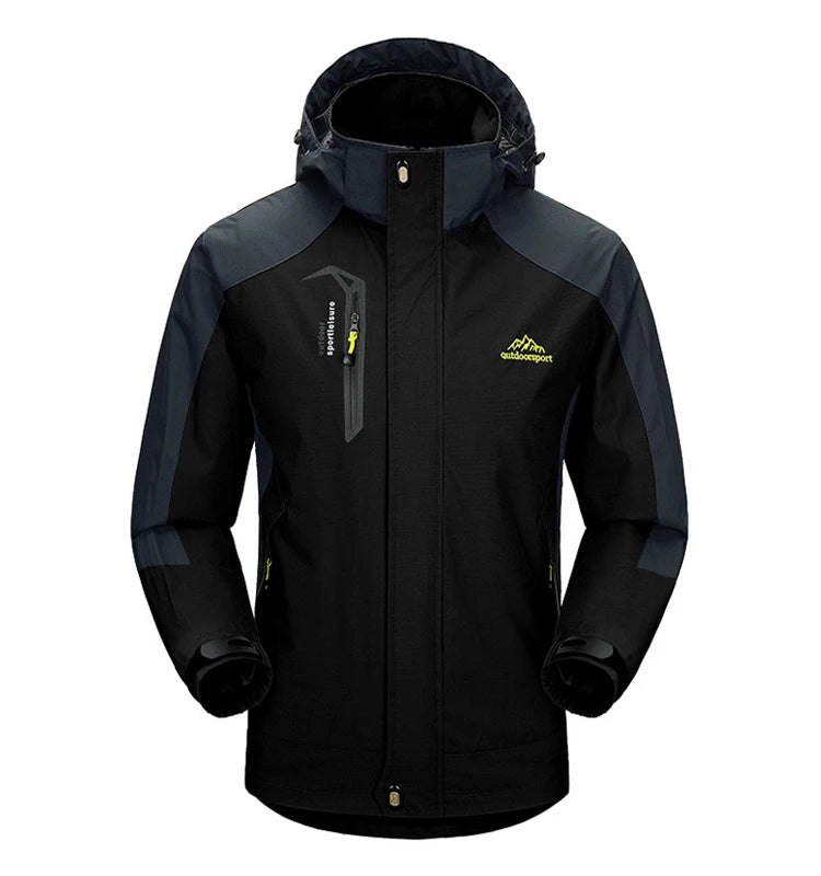 TRVLWEGO Camping Wanderjacke Herren Herbst Outdoor Sportmäntel Klettern Trekking Windbreaker Reise Wasserdichte Jacken Schwarz