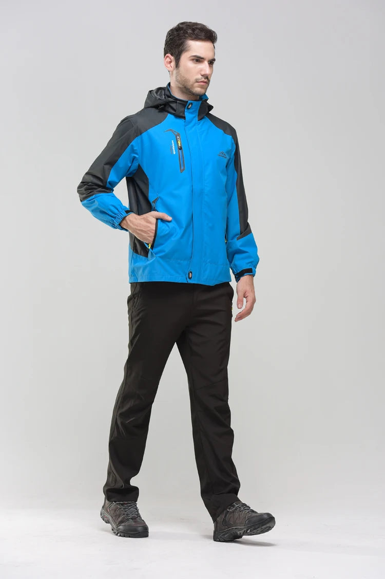 TRVLWEGO Camping Wanderjacke Herren Herbst Outdoor Sportmäntel Klettern Trekking Windbreaker Reise Wasserdichte Jacken Schwarz