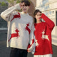 Weihnachtspullover Damen Herbst Winter Koreanischer Lockerer Pullover Hirsch Pullover Männer und Frauen Oversized Pullover Paare