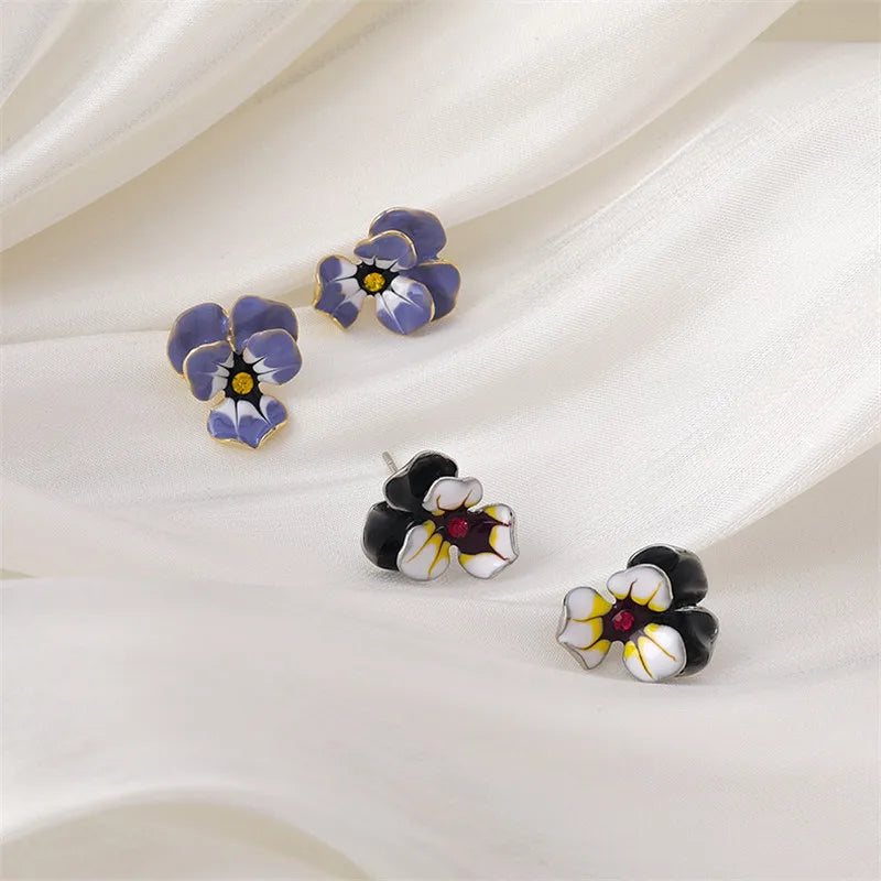 Mode Drop Glasur Blume Ohrringe Südkoreas Temperament Süße Elegante Gradient Ohrstecker Mädchen Schmuck Weihnachtsgeschenke