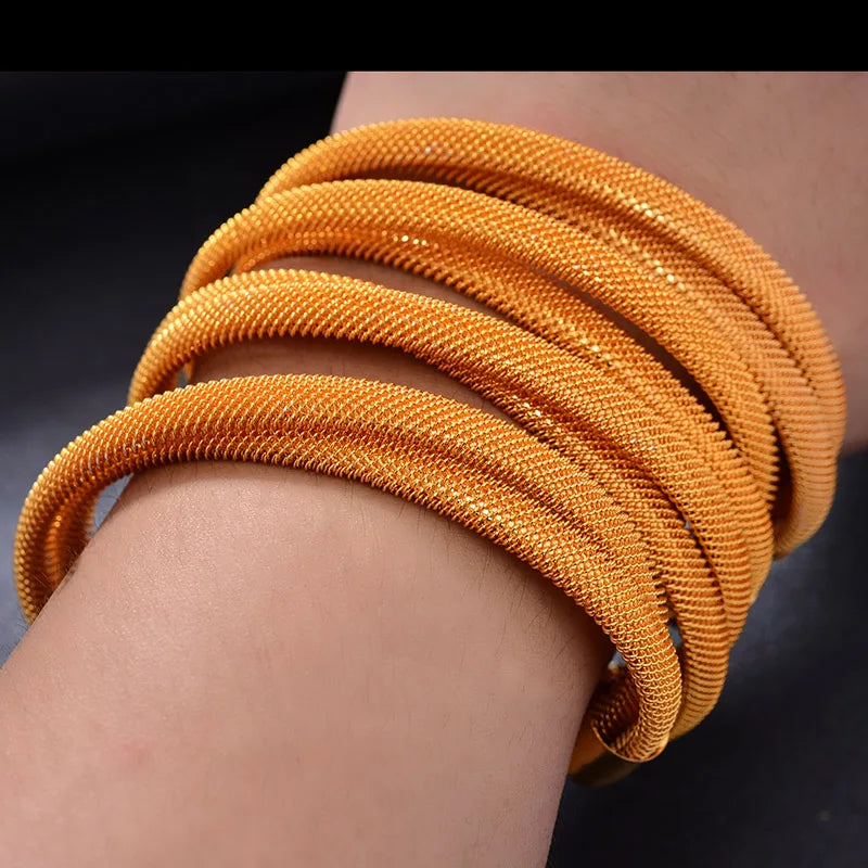 New 24K 4Pcs/lot Dubai Gold Color Bangles For Women  Ethiopian Wedding Bangles Bracelet Jewelry