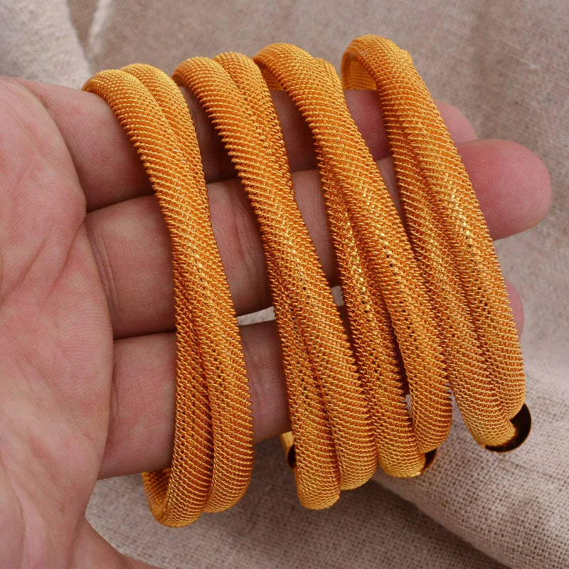 New 24K 4Pcs/lot Dubai Gold Color Bangles For Women  Ethiopian Wedding Bangles Bracelet Jewelry