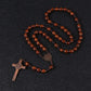 Christus Jesus Holzperlen 8mm Rosenkranzperlen Kreuz Autoanhänger Geflochtene Seilkette Halskette Religiöser Orthodoxer Gebetsschmuck