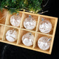 6 Stück 6 cm transparente Schneeball-Weihnachtskugeln Anhänger für Weihnachtsbaumschmuck Klare Kugeln Hängende Ornamente Weihnachten Navidad