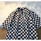 Casual Shirts Women Panelled Plaid Fashion Loose Couples Elegant All-match Summer Blouses Cool Girls Retro Students Chic Unisex
