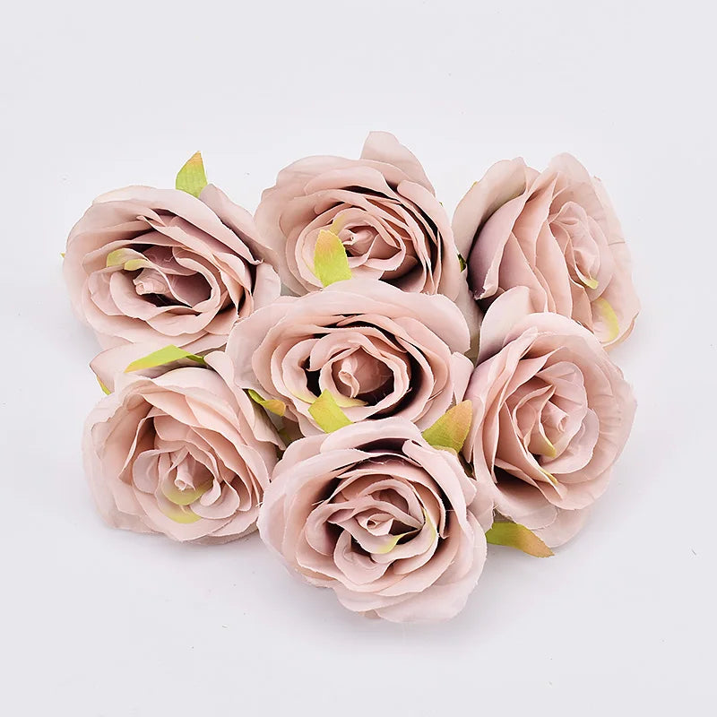 30pcs/7-8cm White Rose Artificial Silk Flower Heads DIY Wedding Home Birthday Party Decoration Wreath Scrapbooking Fake Flowers