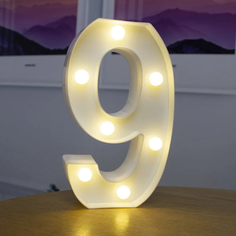 Letter Alphabet LED Lights Luminous Number Lamp Decor Battery Night Light for Home Wedding Birthday Christmas Party Decoration